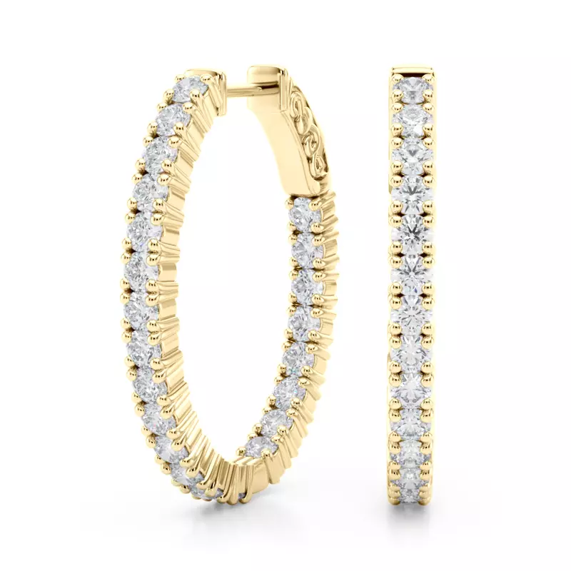 14K Yellow Gold Classic Eternal Lab Diamond Hoop Earrings (2 1/5 ct. tw.)